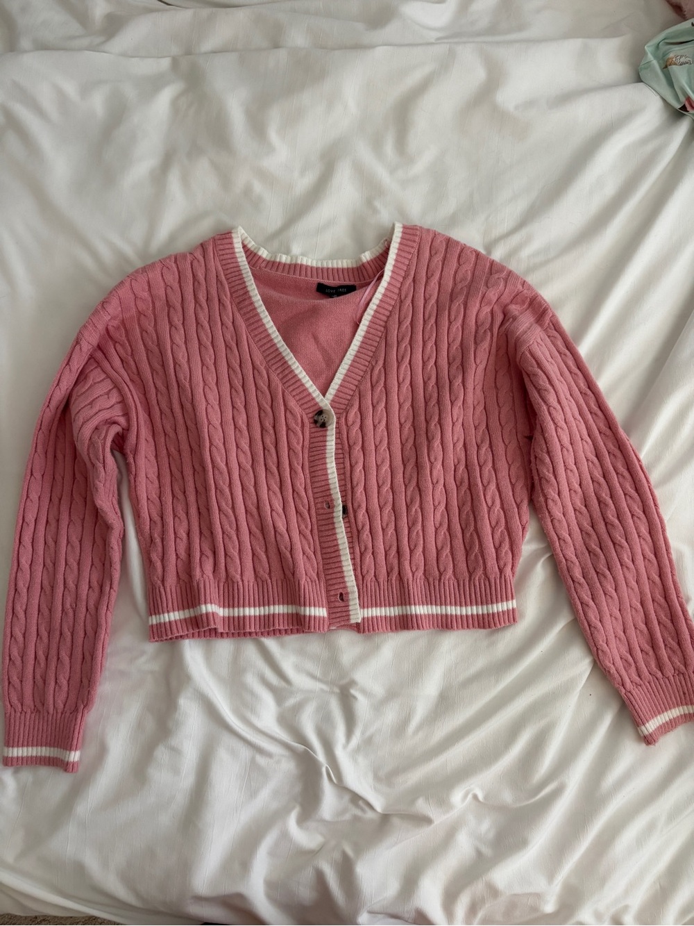 Love Tree Pink Cable Knit Cardigan - Picture 2 of 4